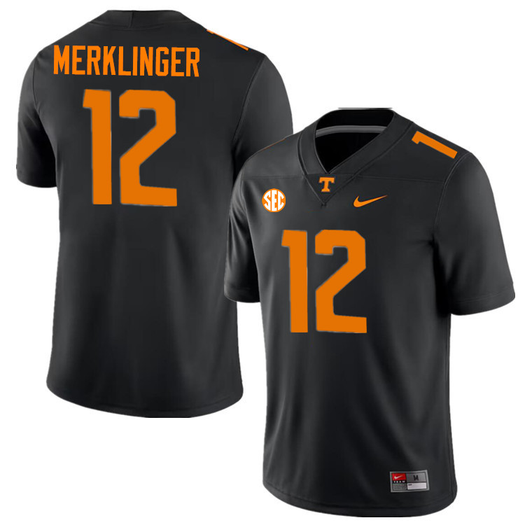 Jake Merklinger Tennessee Jersey,Tennessee Volunteers #12 Jake Merklinger College Jersey-Black